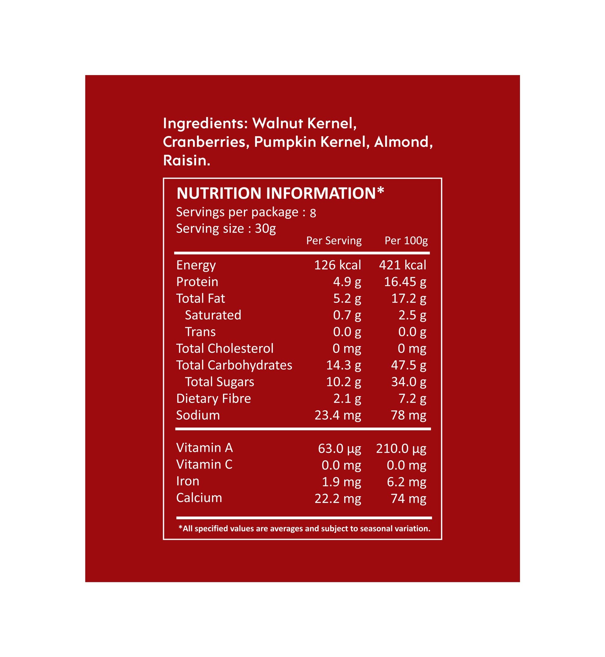 Goji Berry Nut Mix – Vegan, Gluten Free, Good Source Of Protein, Omega - 3 Ala Iron, Dietary Fibre & Cholesterol Free - Nourish You – 250gm