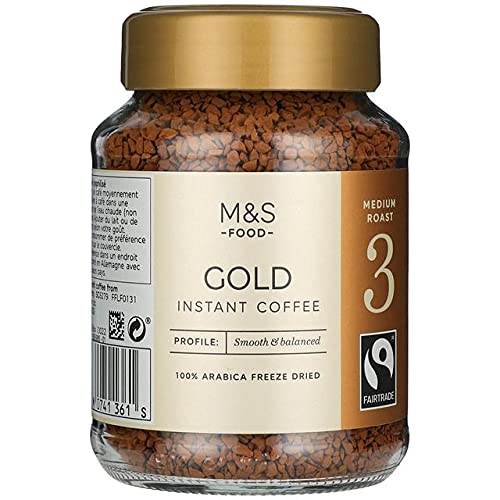 Gold Instant Coffee – Smooth & Balanced - Arabica Freeze Dried - Gluten Free - M&S Food – 100gm