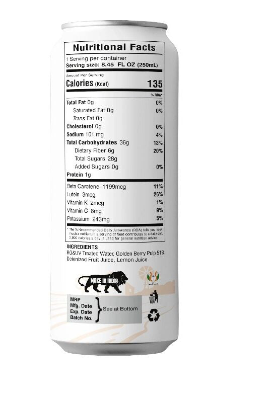 Juice | Golden Berry Juice – No Added Sugar, No Preservatives & No Concentrate – Dadu Fresh – 250ml