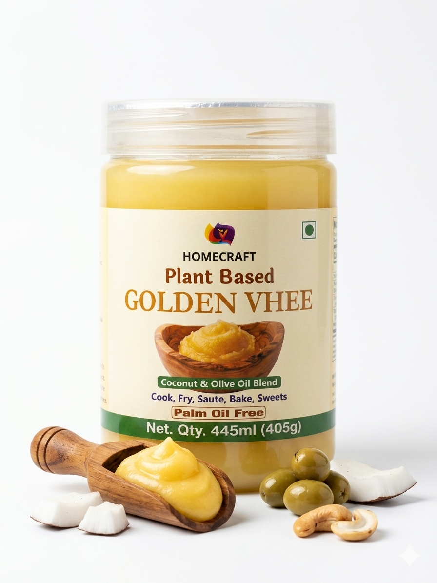 Ghee | Golden Vhee -Plant Based – Coconut & Olive-Oil Blend -Palm Oil Free– Homecraft – 445ml