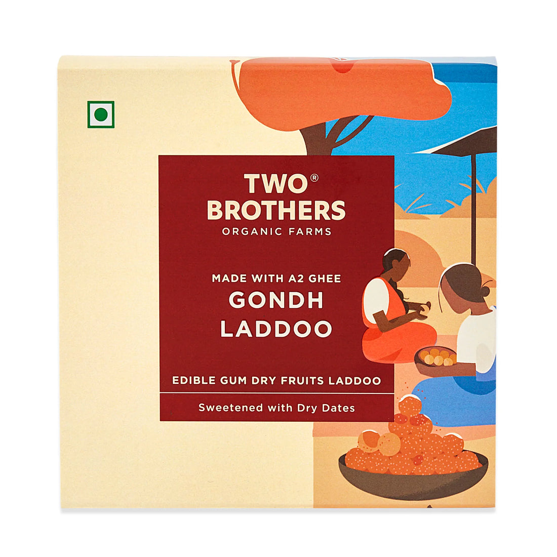 Gondh Laddoo (Edible Gum Dry Fruit Laddoo) - Made With A2 Ghee - Sweetened With Dry Dates - Natural - Sugar Free, High In Iron - Two Brothers – 175gm