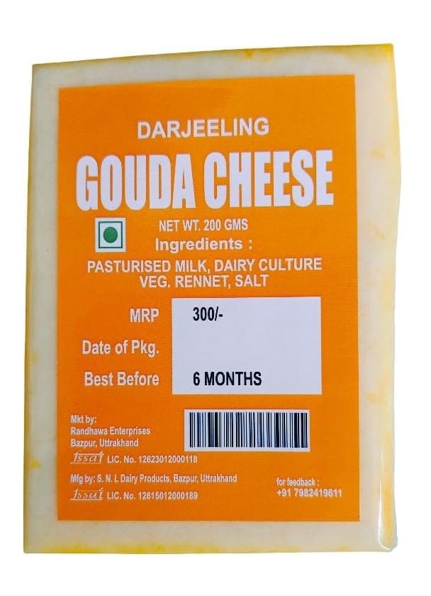 Cheese| Gouda Cheese- Pasteurized - Darjeeling- 200gm