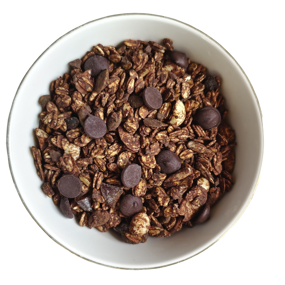 Granola | Belgian Dark Chocolate - 34% Dry Fruits, Vegan, Gluten Free, No preservatives & No Additives - The Nibble Box - 500gm