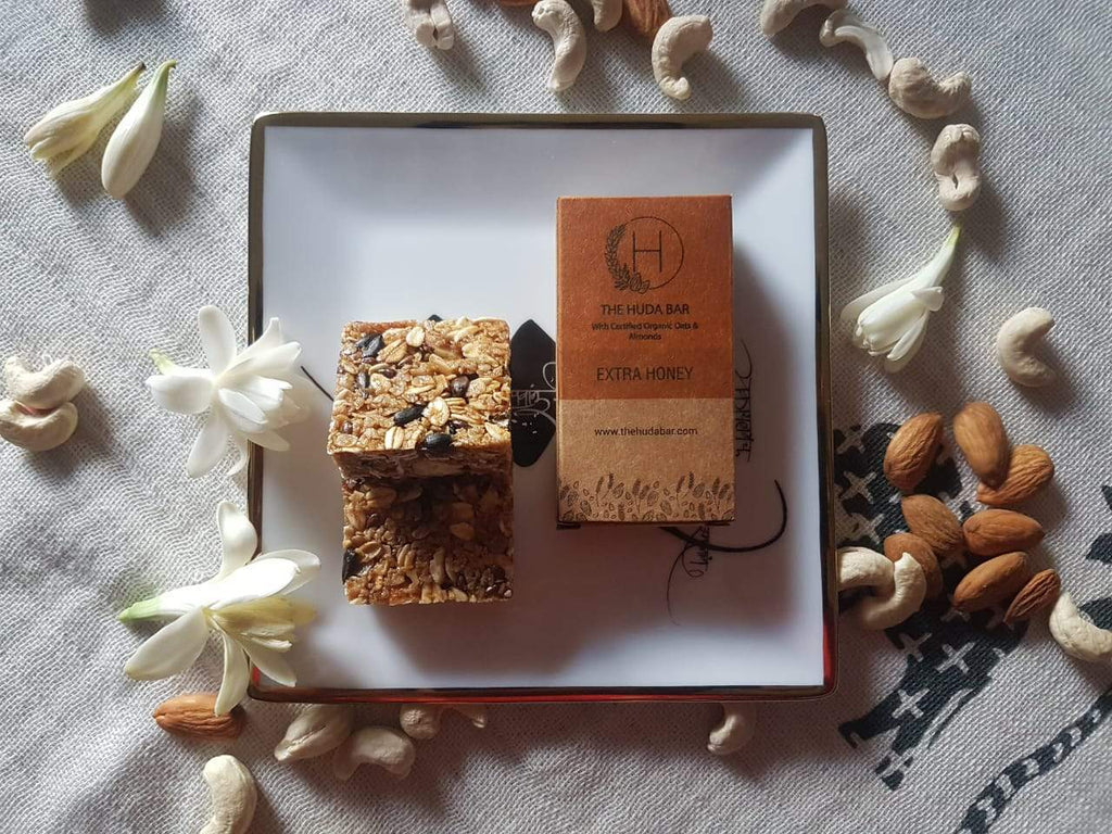 Bar | Extra Honey - Granola Bar (With Certified Organic Oats & Almonds) - Vegan, Gluten Free & No Added Additives - The Huda Bar - 45gm