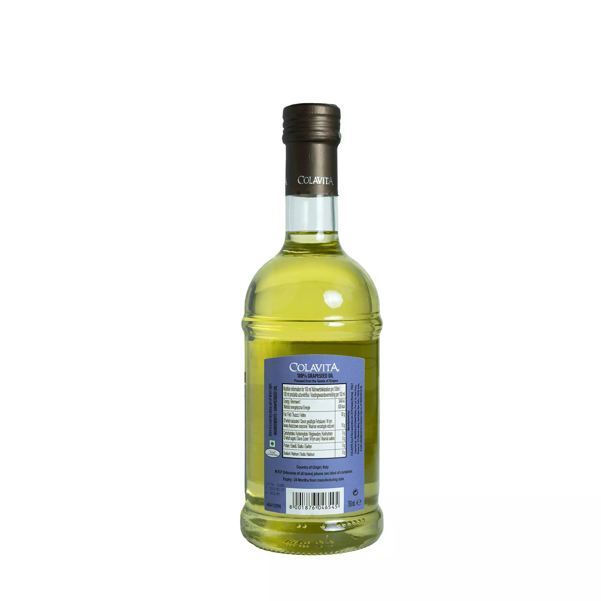 Grapeseed Oil | (Pressed From The Seeds Of Grapes) - Natural - Italy - Colavita - 750ml