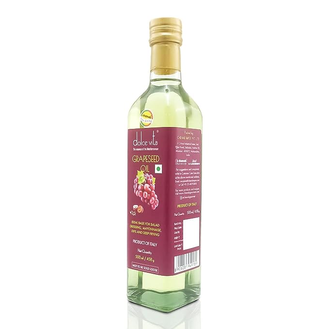 Grapeseed Oil | Ideal Base For Salad Dressing, Mayonnaise Dips And Deep Frying - Italy - Dolce Vita - 500ml