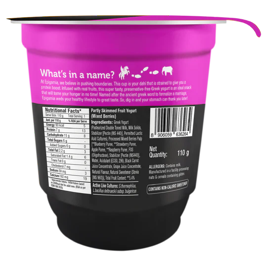 Greek Yogurt Strawberry - Zero Added Sugar & High Protein – Epigamia - 110gm