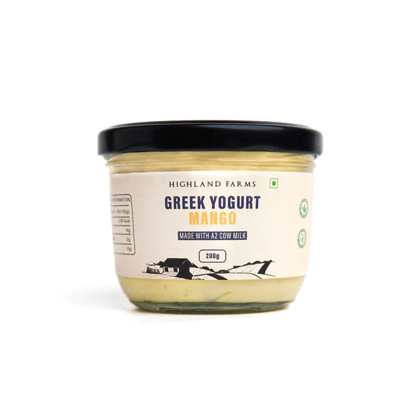 Greek Yogurt | Mango (Made With A2 Cow Milk) – Highland Farms – 200gm