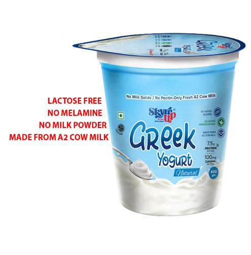 Yogurt | Greek (Made From A2 Milk) - Natural - 7.5gm Protein - No Added Sugar, Lactose Free, Preservatives Free & No Milk Solids - Skyrrup - 400gm