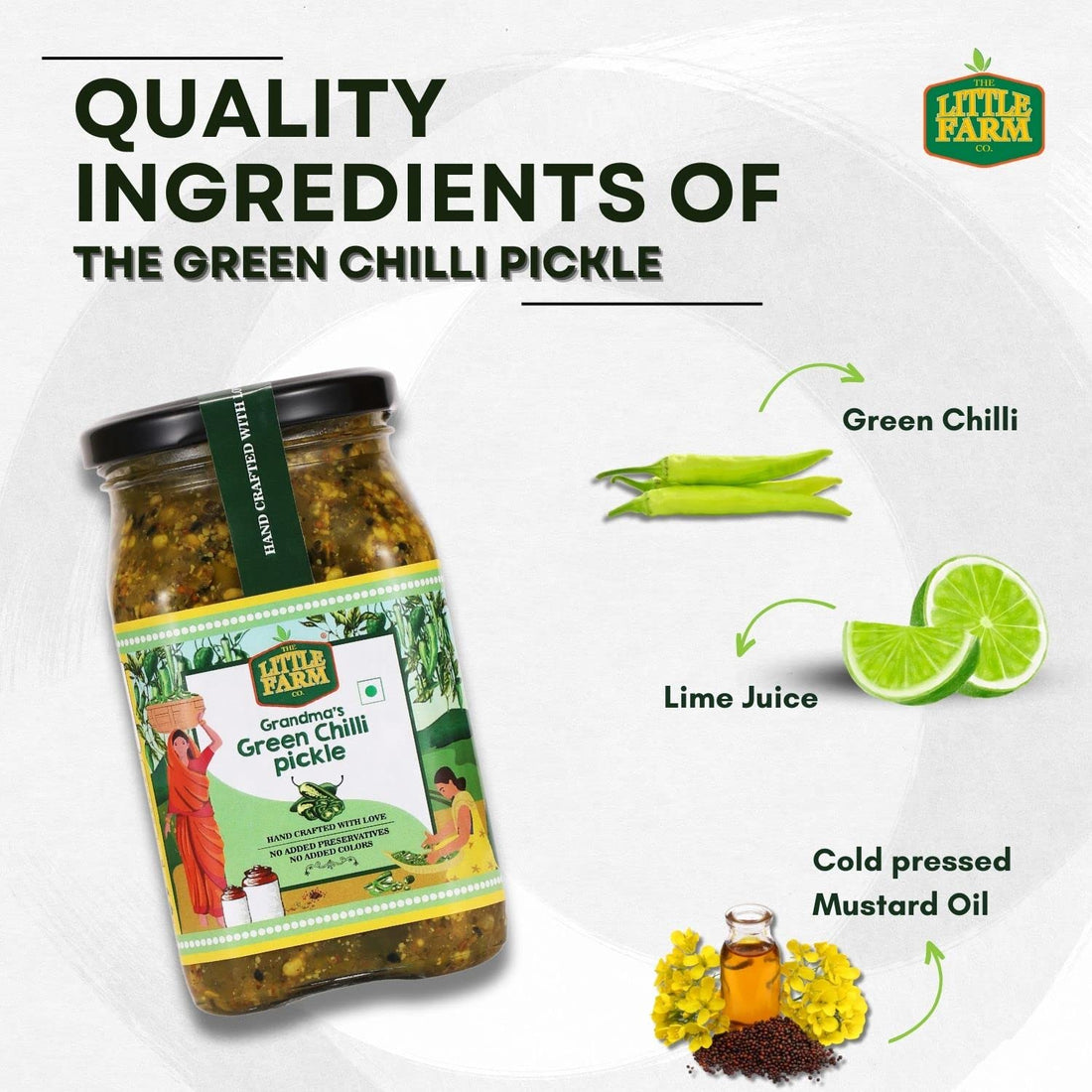 Green Chili Pickle – The Little Farm – 400gm
