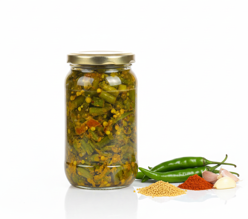 Green Chilli Pickle - No Added Oil - Sundried With Galgal Nimboo Rus - Nature&