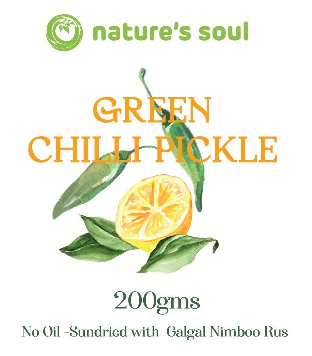 Green Chilli Pickle - No Added Oil - Sundried With Galgal Nimboo Rus - Nature&