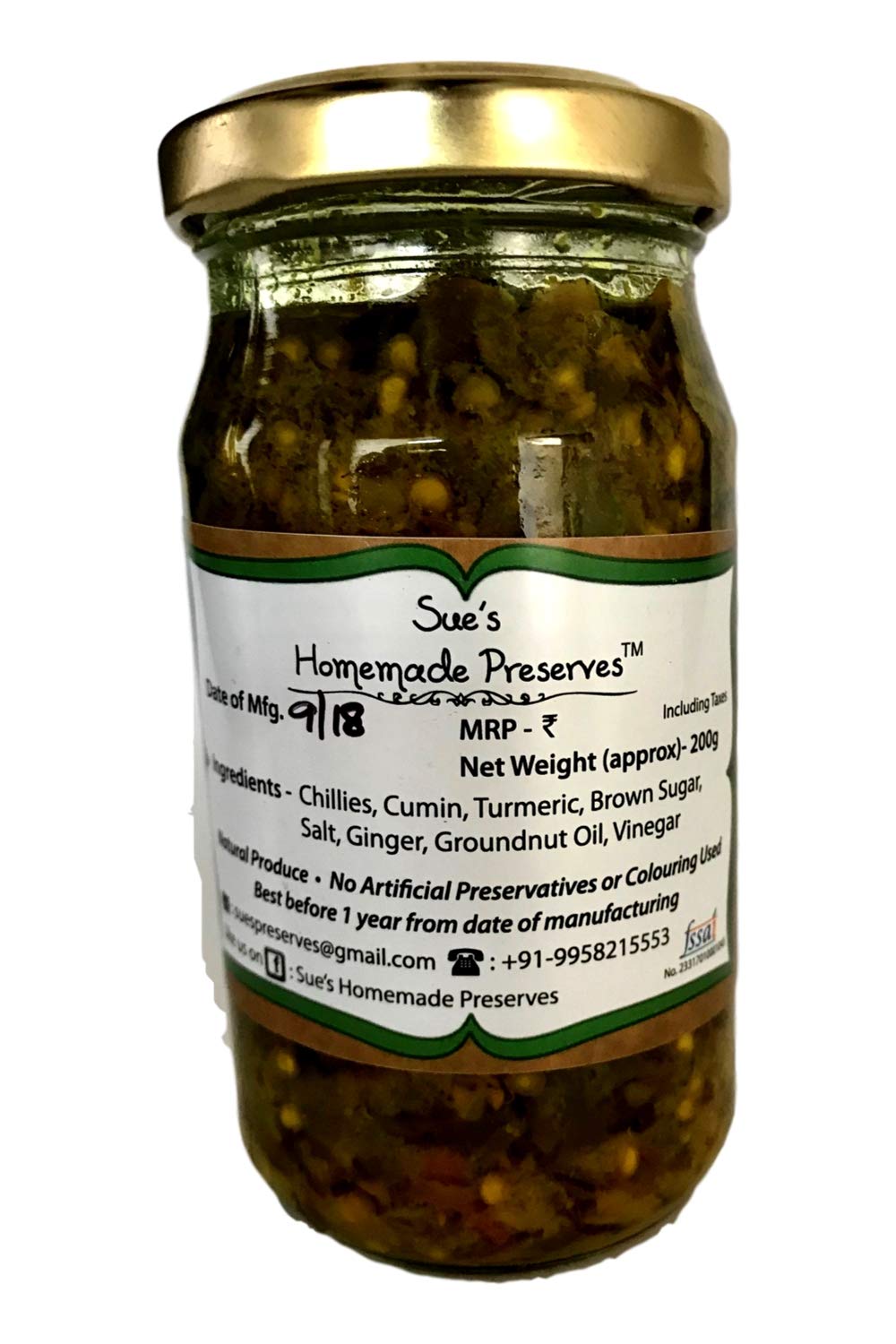 Green Chilli Pickle - Sue&
