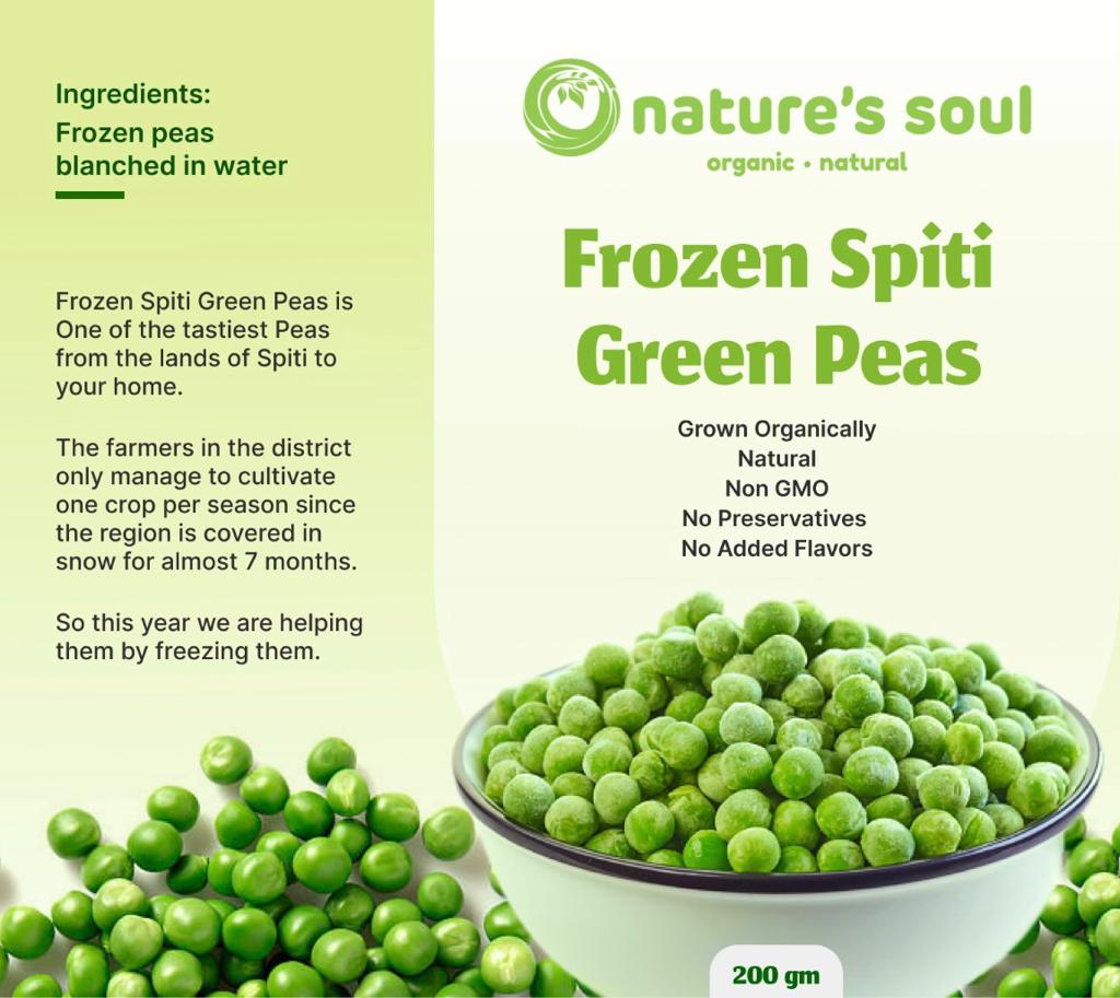 Green Peas | Frozen - Spiti - Grown Organically - Natural - Non Gmo, Preservatives Free & No Added Flavour - Nature&
