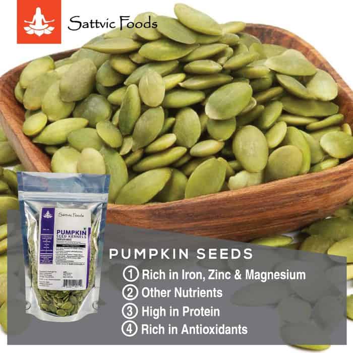 Green Pumpkin Seeds (No Shell) – Dehydrated – Natural - Indian - Rich In Protein, Rich In Iron, Zinc & Magnesium & Rich In Antioxidants - Sattvic Foods – 250gm