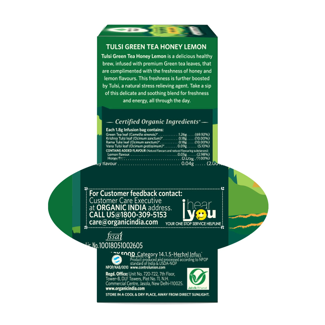 Tea | Tulsi Green Tea (Honey Lemon) - Contains Caffeine - Stress Relieving & Uplifting - USDA Organic - Organic India - 25 Tea Bag