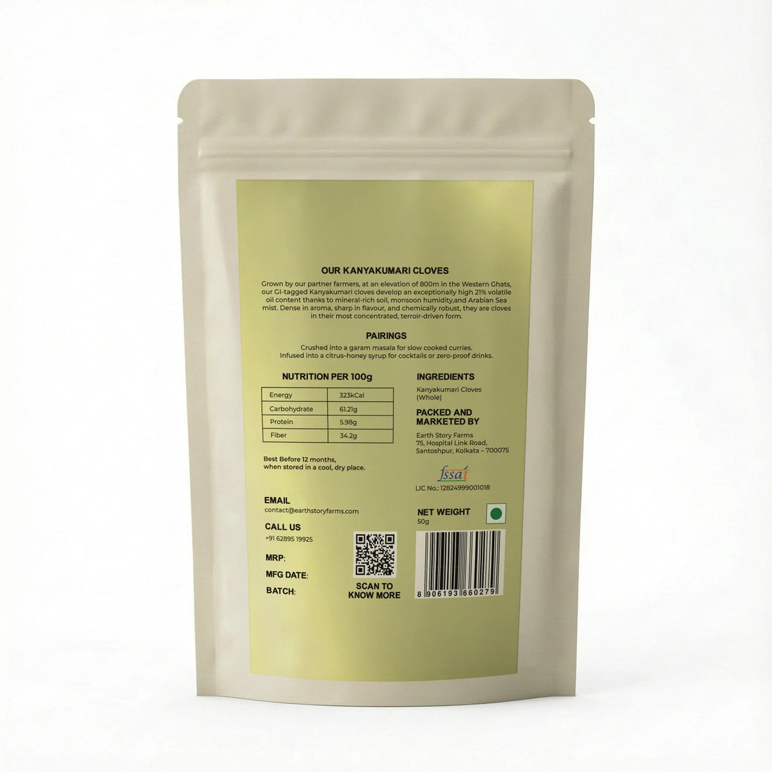 Spices | Idukki Green Cardamom - Idukki (Kerala) -Preservative-Free - Earth Story Farms- 50gm