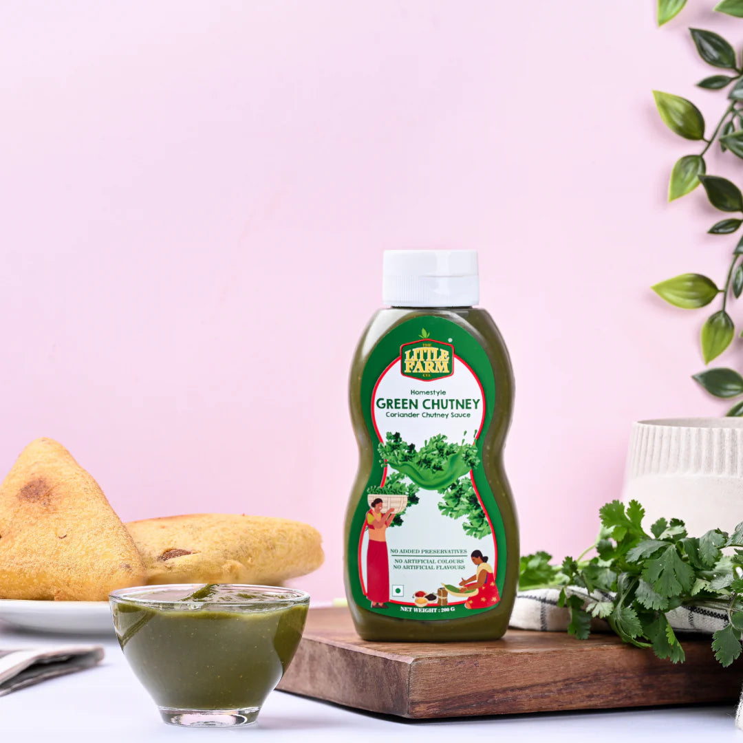 Chutney | Green – Coriander Chutney Sauce – Homemade – Vegan, Gluten Free, Dairy Free, No Added Preservatives, Artificial Colours & No Artificial Flavours Or No Refined Sugar – The Little Farm – 200gm