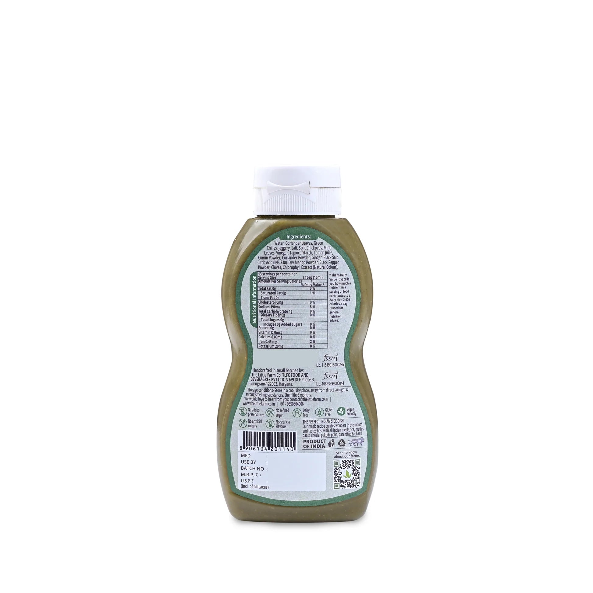 Chutney | Green – Coriander Chutney Sauce – Homemade – Vegan, Gluten Free, Dairy Free, No Added Preservatives, Artificial Colours & No Artificial Flavours Or No Refined Sugar – The Little Farm – 200gm