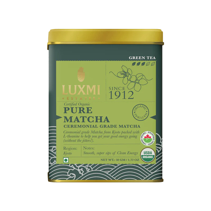Tea | Green (Pure Matcha) – Smooth Super Sips Of Clean Energy – USDA Organic – High In Anti Oxidants – Luxmi Estate – 50gm