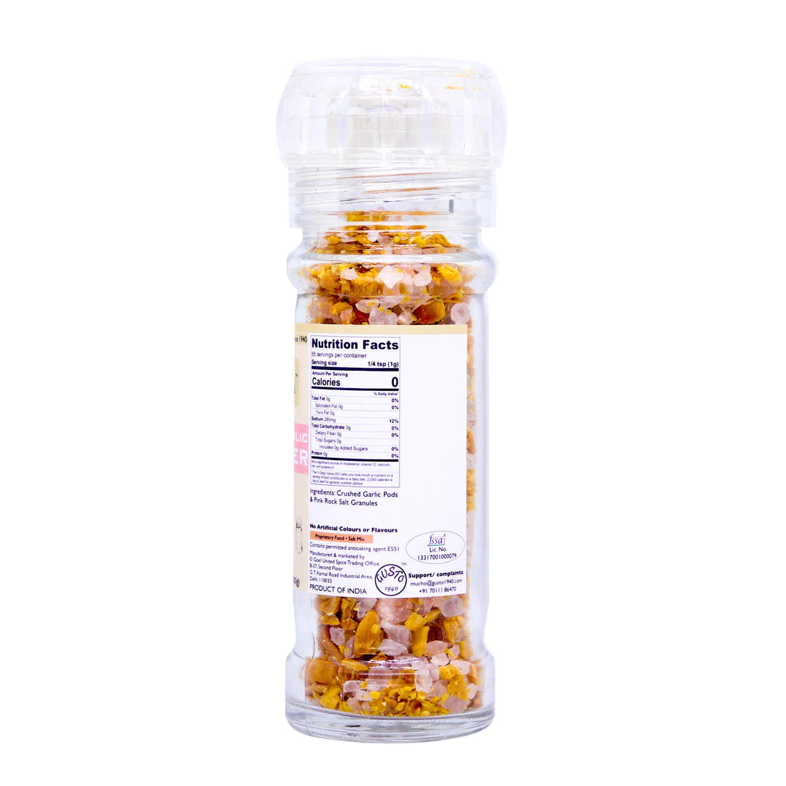 Garlic Salt | Grinder - No Artificial Colours & No Added Flvours - Tassyam Organics - 85gm Bottle