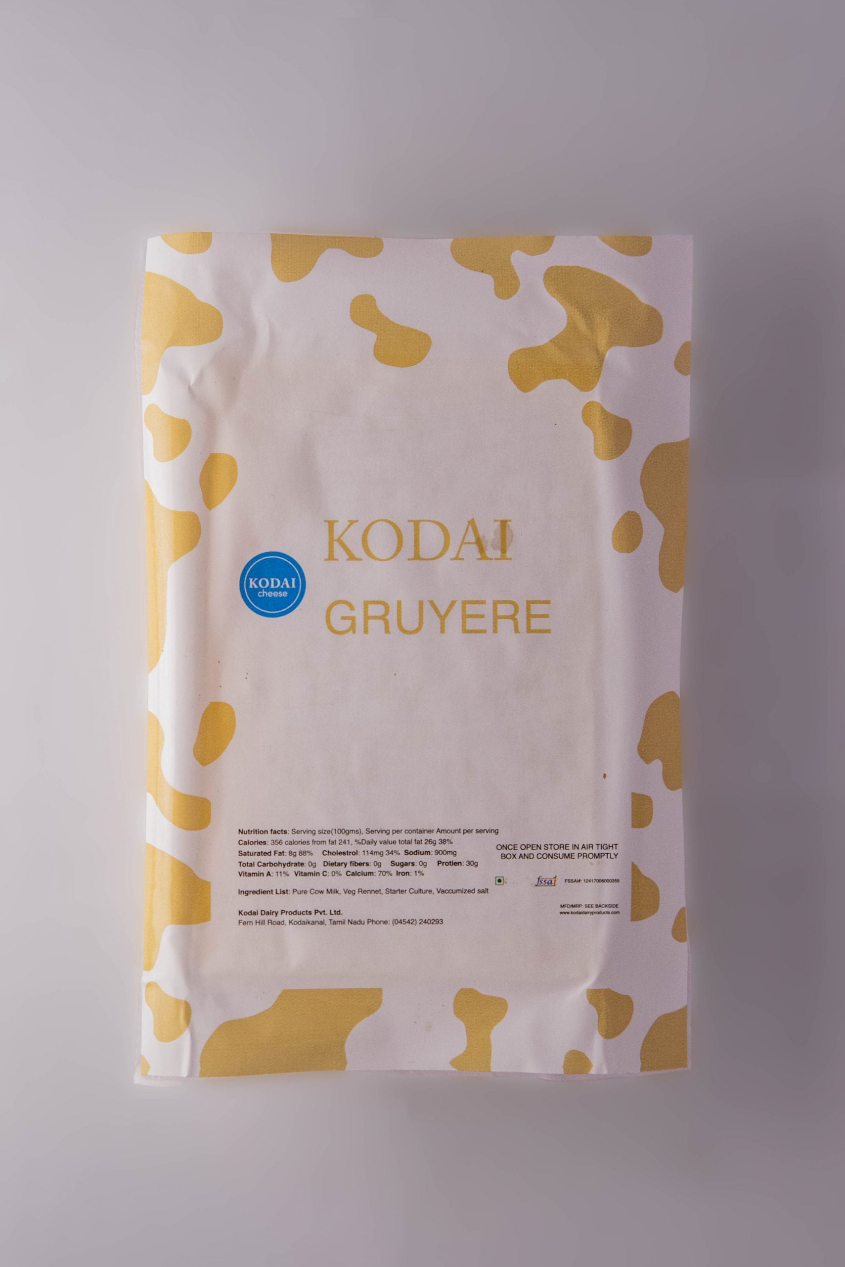 Gruyere cheese - Pasteurized - Kodai - 200gm