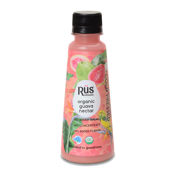 Juice | Nectar - Guava Juice – Cold Pressed – USDA Organic - No Added Sugar, No Concenterate Or No Added Flavour – Rus Organic – 200ml