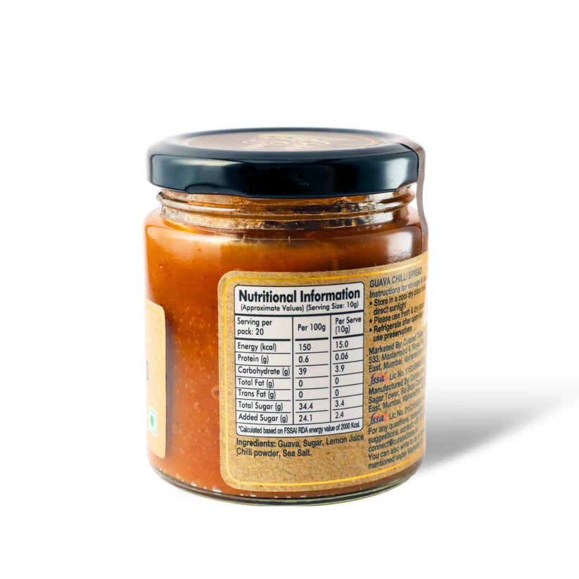 Spread | Guava Chilli Spread - 100% Natural – Vegan, No Added Colour & No Added Preservatives – Golden Grass – 200gm
