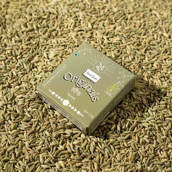 Chewing Gum - Originals Cinnamon - 15 Pieces Per Pack - Natural - Vegan, Sugar Free & Plastic Free - Gud Gum - 21gm