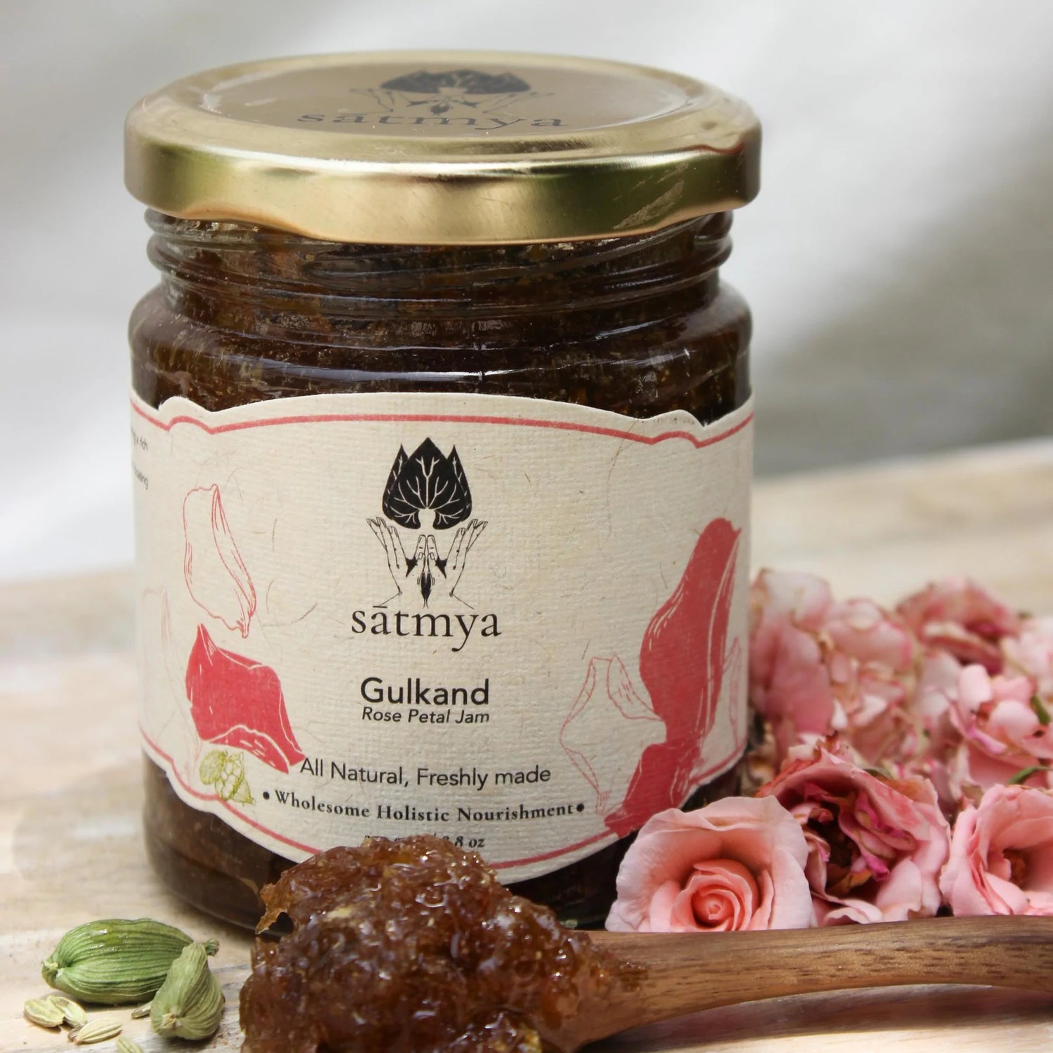 Gulkand (Rose Petal Jam) – Natural - Indian - Gluten Free, No Refined Sugar, No Soy, No GMO, Excellent Source Of Vitamin C & No Nuts - Satmya – 500gm