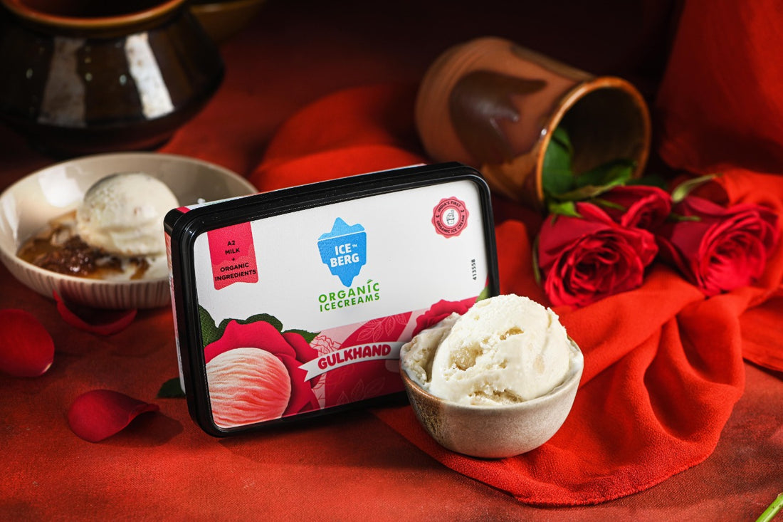 Gulkhand Ice Cream | (Made From A2 Milk & Sweetened With Dhaga Mishri) - Iceberg Organic Ice Cream – 400ml