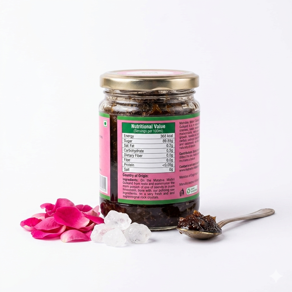 Gulkanda | Mishri Gulkand (Natural & Sundry)-Rose Petal Jam -100% Organic – No Added Colour, & Preservatives – Matratva – 250gm