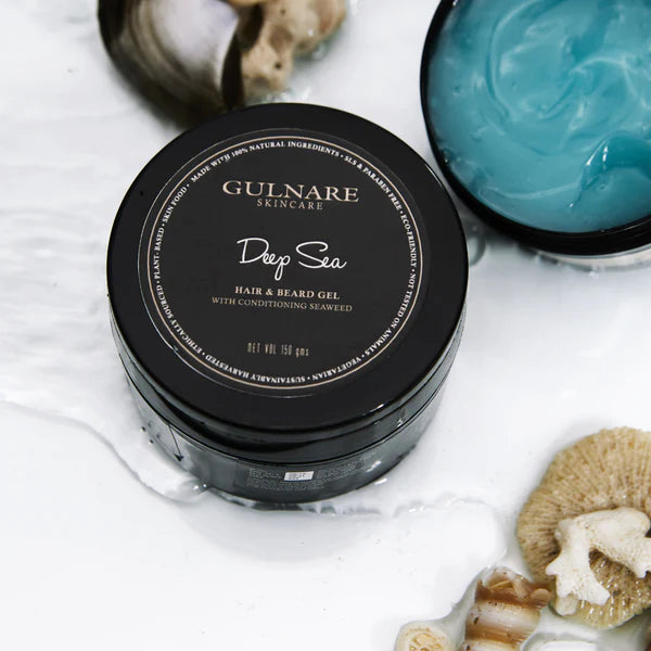 Hair & Beard Gel | Deep Sea (With Conditioning Seaweed) - Natural - Cruelty Free, Paraben Free, Silicone Free & Sls Free - Gulnare - 150gm
