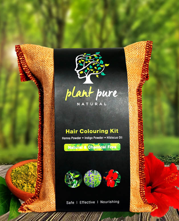Hair Colouring Kit | Henna Powder - Indigo Powder - Hibiscus Oil - Natural - Chemical Free - Plant Pure - 230gm