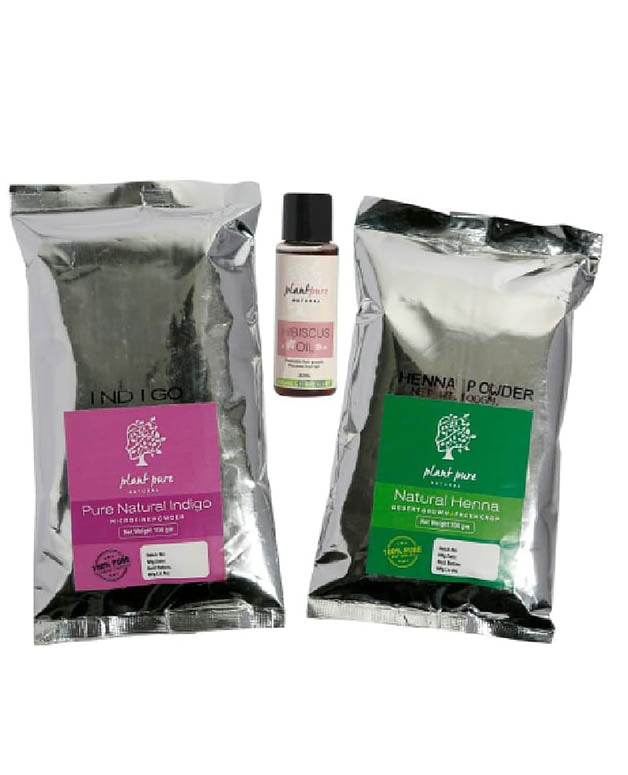 Hair Colouring Kit | Henna Powder - Indigo Powder - Hibiscus Oil - Natural - Chemical Free - Plant Pure - 230gm