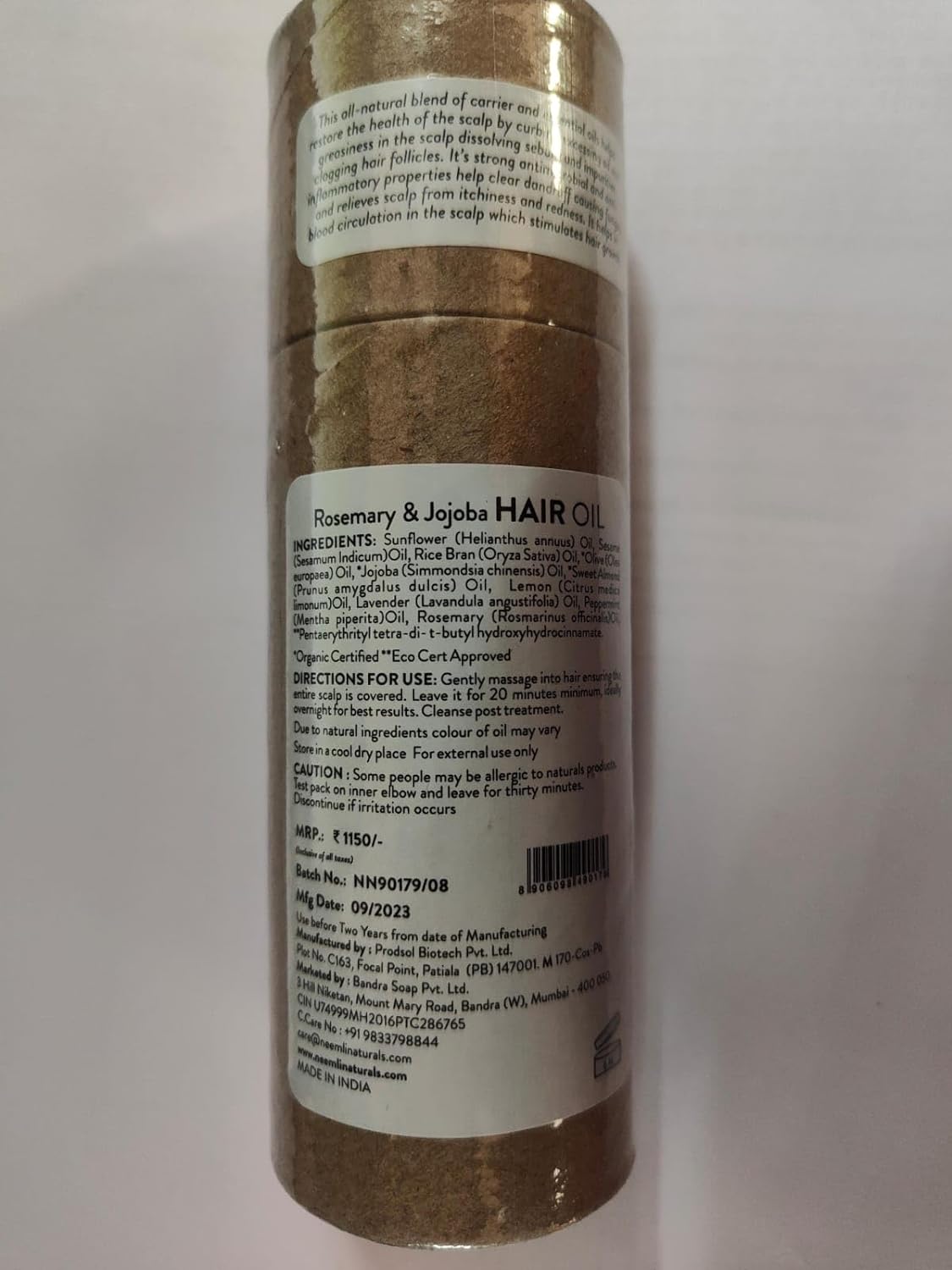 Rosemary & Jojoba Hair Oil - Neemli Naturals - 100ml