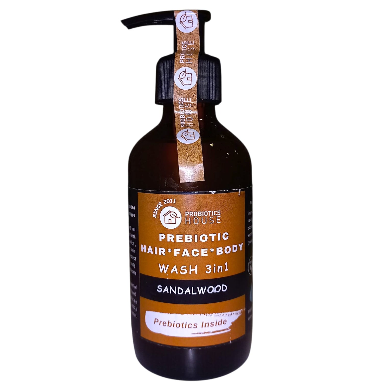 Hair, Face, Body Wash | Sandalwood - Prebiotic - Vegan, Chemical Free & Palm Oil Free - Probiotic House - 200gm