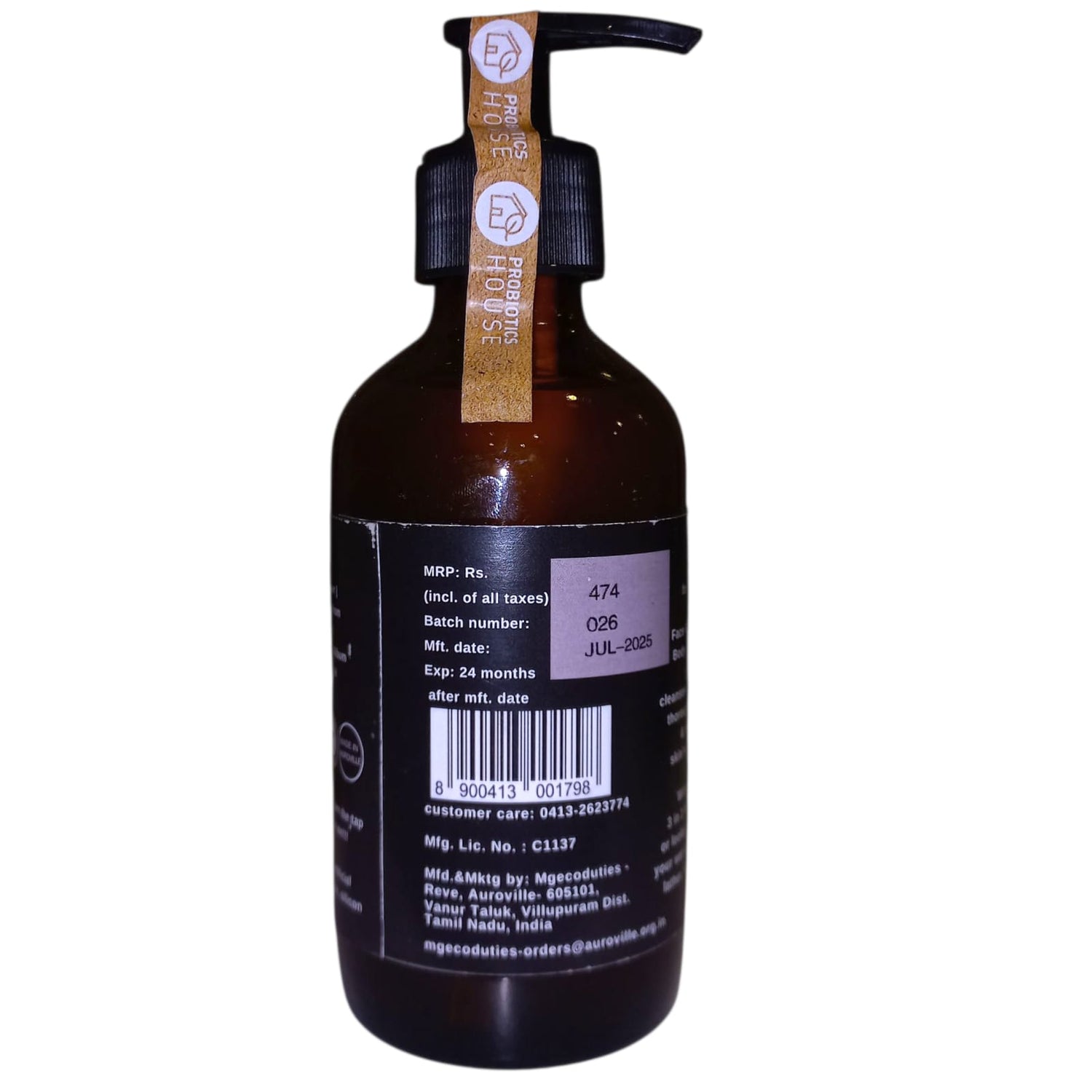 Hair, Face, Body Wash | Sandalwood - Prebiotic - Vegan, Chemical Free & Palm Oil Free - Probiotic House - 200gm