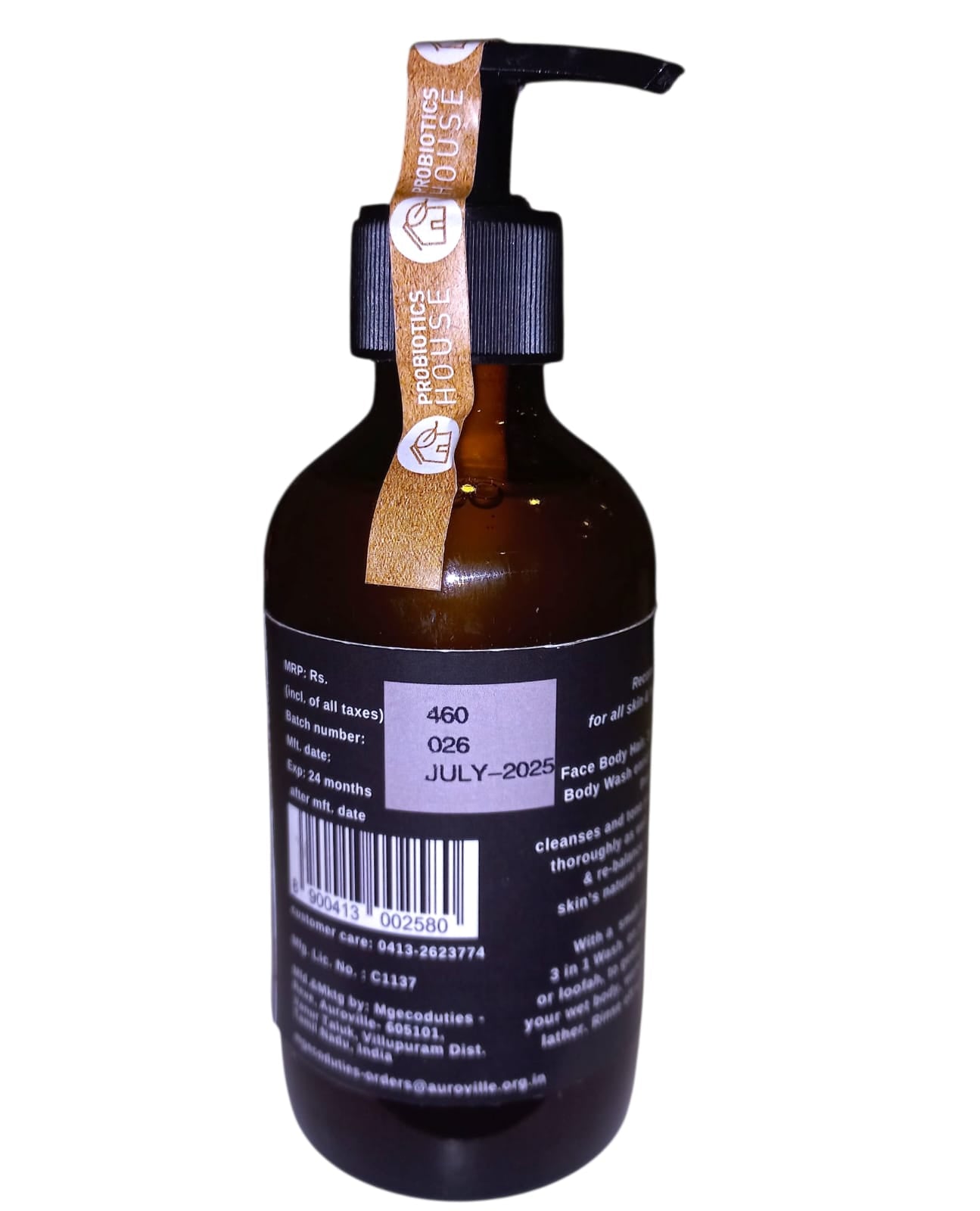 Hair, Face, Body Wash | Lemongrass - Vegan, Chemical Free & Palm Oil Free - Probiotic House - 200gm