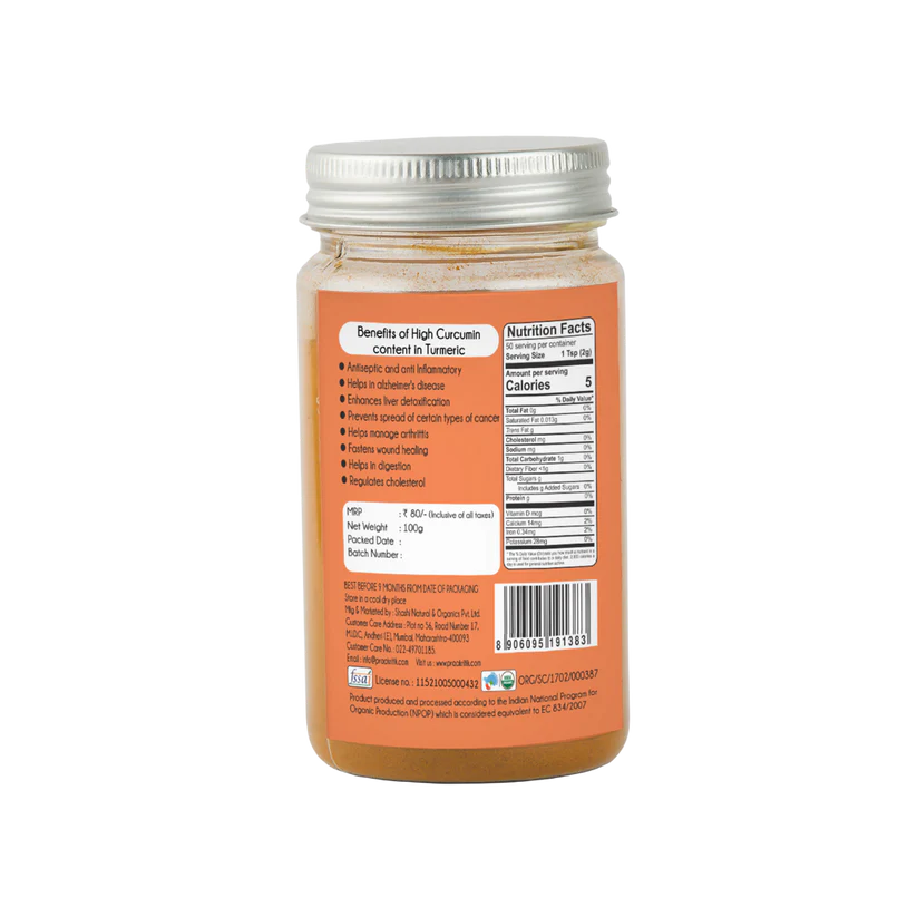 Turmeric Powder | Haldi Powder - USDA Organic - Praakritik – 100gm
