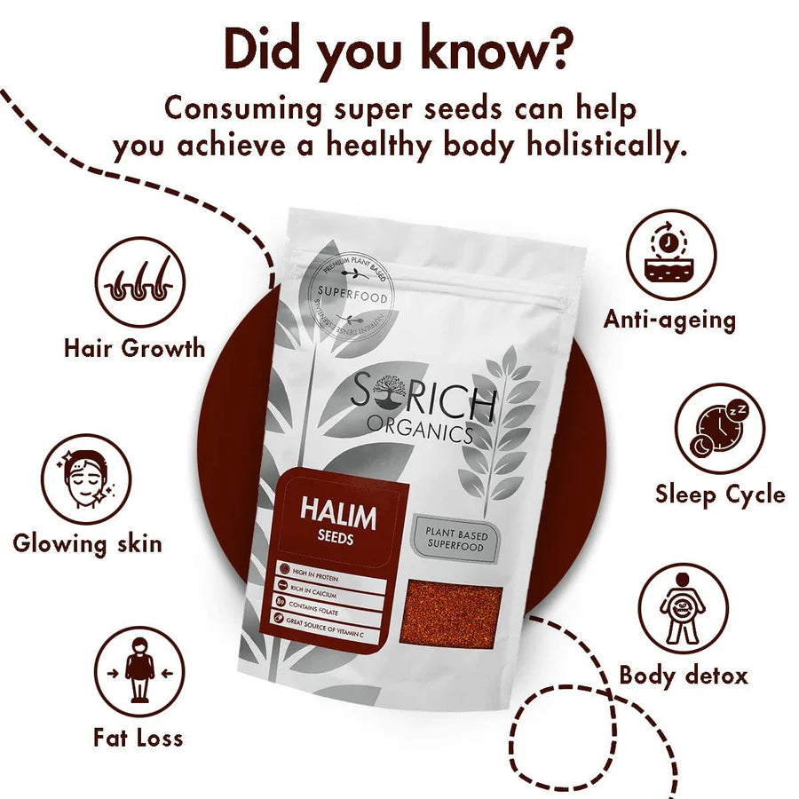 Halim Seeds- High In Protein, Rich In Calcium, Contains Folate & Great Source Of Vitamin C - Sorich Organics - 200gm