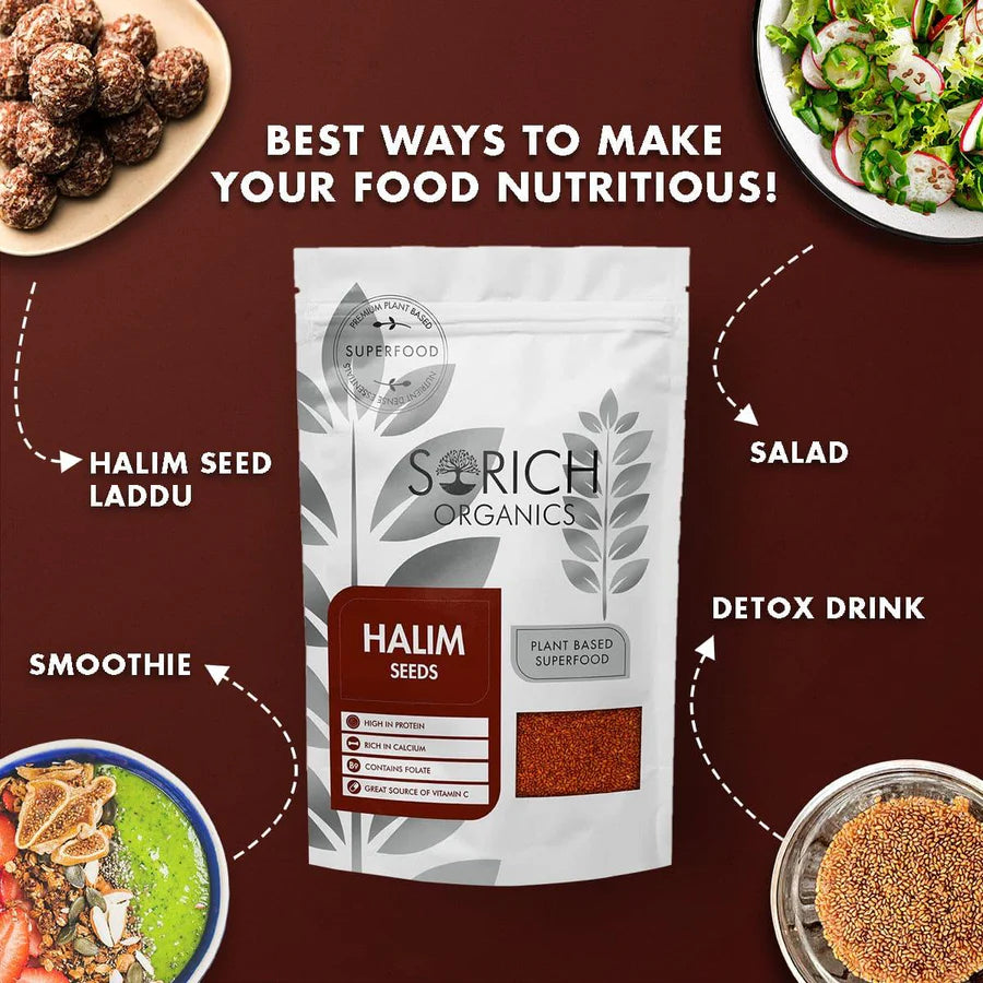 Halim Seeds- High In Protein, Rich In Calcium, Contains Folate & Great Source Of Vitamin C - Sorich Organics - 200gm