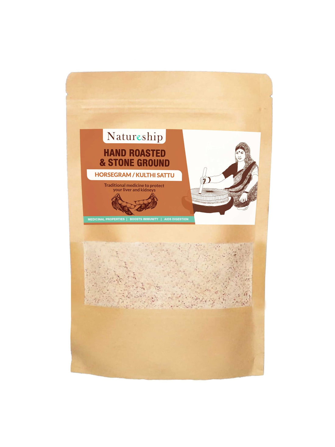 Hand Roasted & Stone Ground Horsegram/Kulthi Sattu – Rich In Protein - Natureship - 250gm