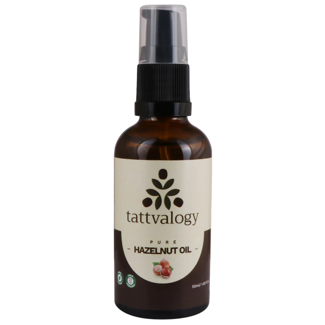 Hazelnut Oil | Pure - For Sensitive Skin - Cold Pressed - Vegan, Cruelty Free, Alcohol Free, Paraben Free & Preservatives Free - Tattvalogy - 50ml