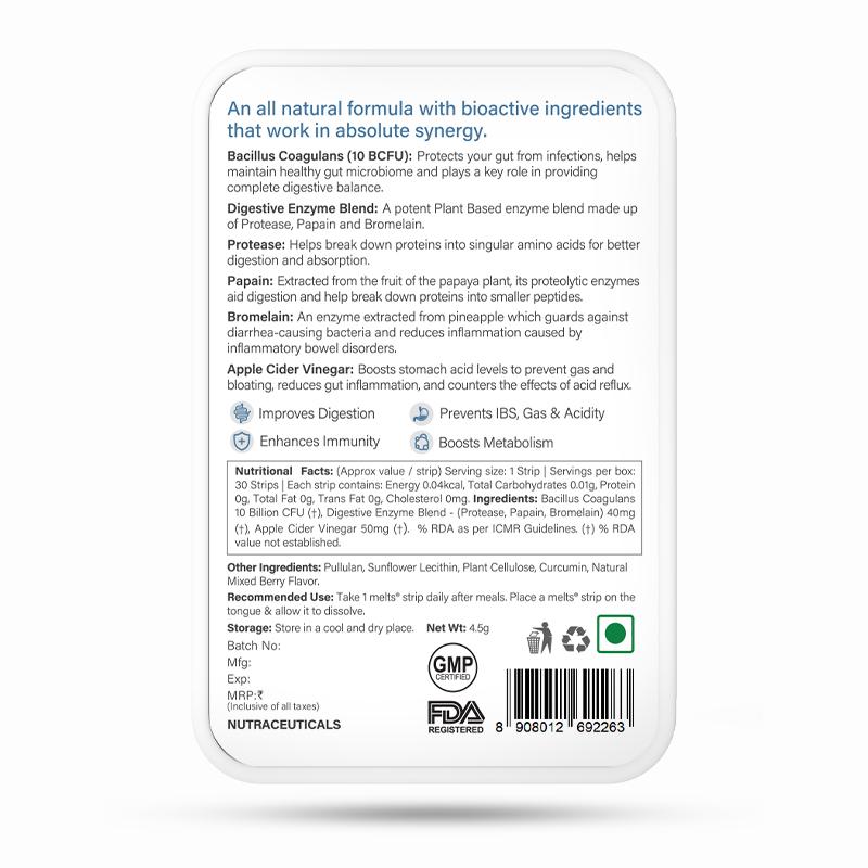 Healthy Gut - Melts - Sugar Free - Wellbeing Nutrition – 30 Strips