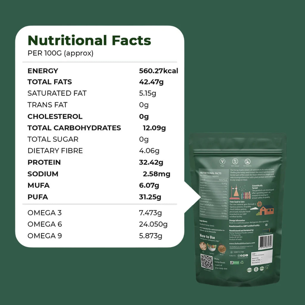 Hemp Heart | Natural - Vegan, Soy Free & No Additives - Health Horizon - 150gm