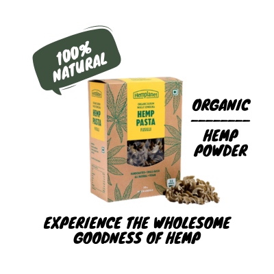 Pasta | Hemp Fusilli Pasta - Organic Drum Wheat Semolina - Handcrafted - All Natural - Veagn, No Additives & No Added Preservatives - Hemplanet - 200gm