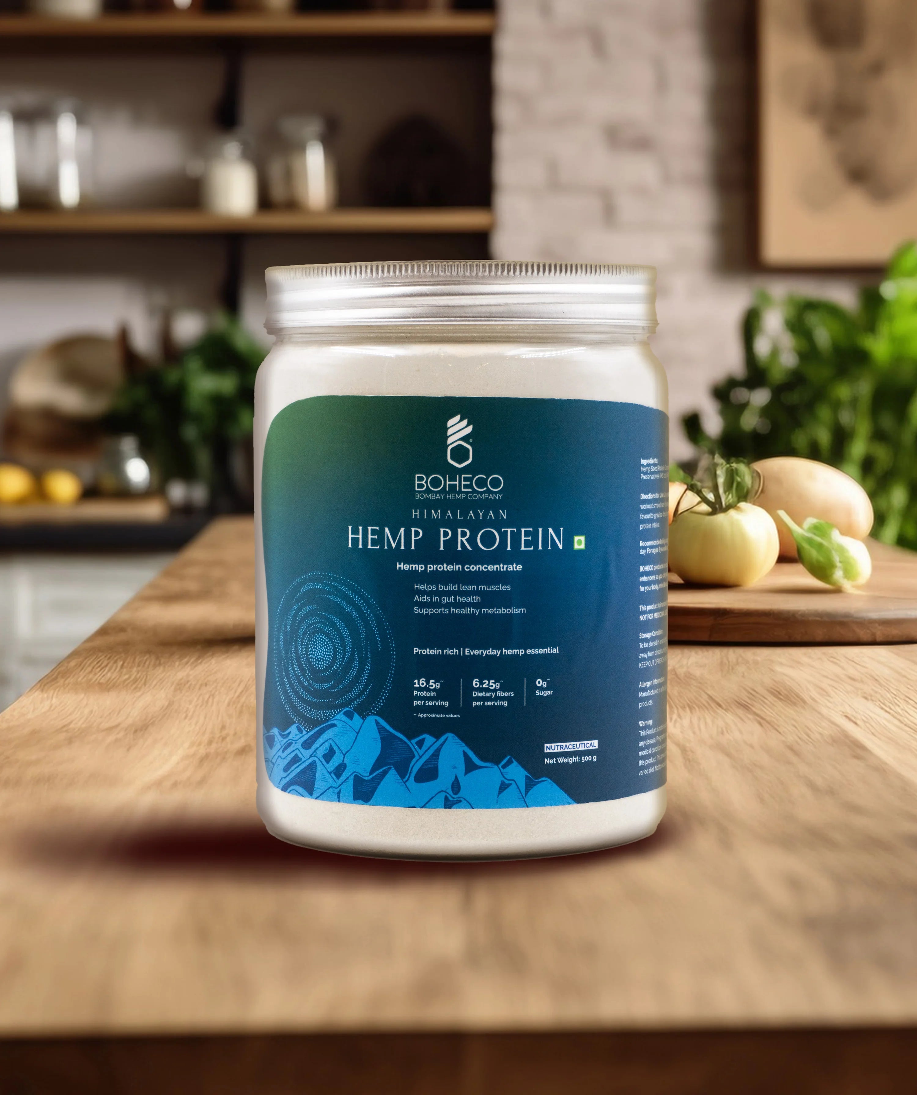 Protein Powder | Hemp Protein Concenterate - 16.5gm Protein - Plant Based - Vegan, Gluten Free, Dairy Free, No Additives & Non GMO - Boheco Life - 100gm
