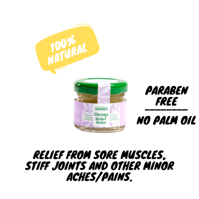 Balm | Hemp Relief Balm - Siff Joints And Other Minors Aches/Paints - 100% Natural - Gluten Free, Cruelty Free, Paraben Free & No Palm Oil - Hemplanet - 30gm