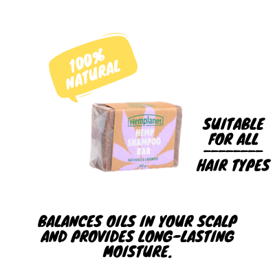 Shampoo Bar | Hemp Shampoo Bar (Patchouli & Lavender)- Suitable For All Hair Types - Hemplanet - 100gm